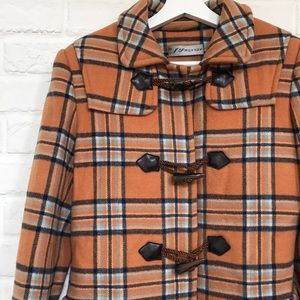 Mustard Yellow Plaid Toggle Peacoat wool Jacket S